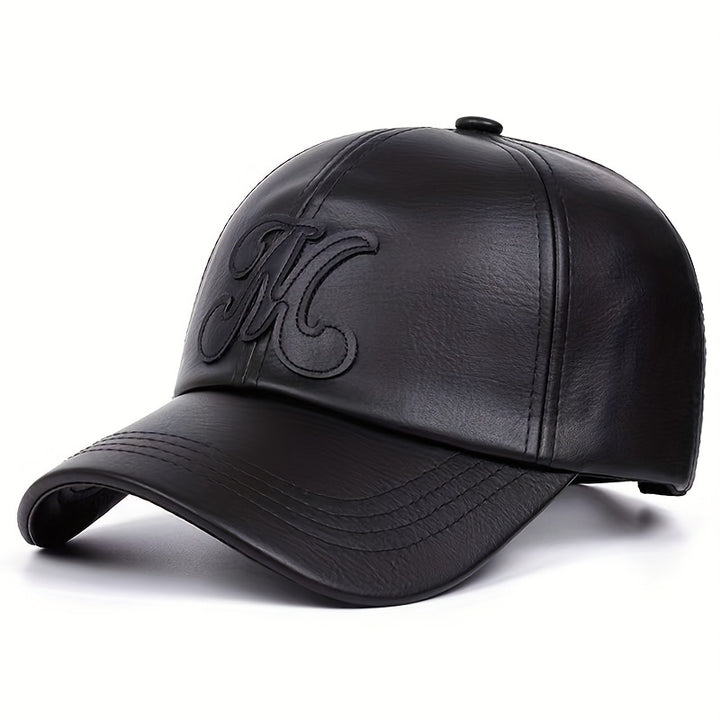1 gorra de béisbol unisex estilo británico en piel PU, ajustable y transpirable para otoño e invierno