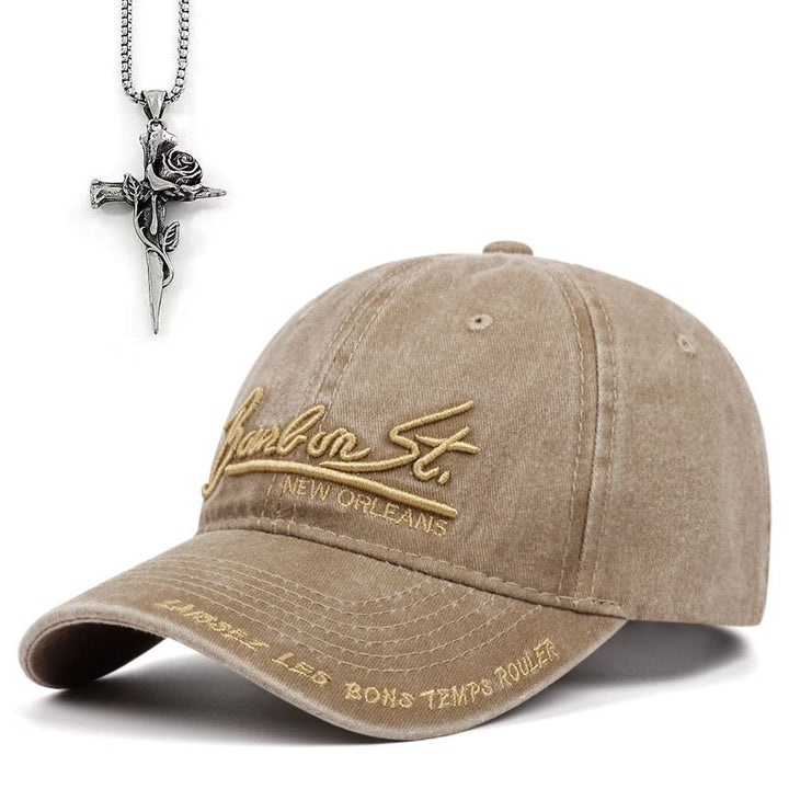 2 piezas Gorra de Béisbol para Hombre con Accesorios y Collar Bordado Hermoso para Fiesta de Navidad Otoño/Invierno al Aire Libre