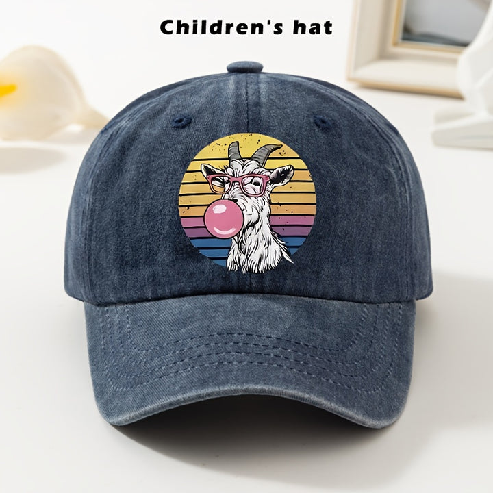 Gorra de béisbol para niños - Gorra ajustable con gráfico de cabra, borde suave y ligero para niños y niñas, ropa diaria y navideña - Gorra de béisbol fácil de limpiar para bebés, adolescentes, niños - Fiesta de cumpleaños, escuela, parque - Negro, ropa d