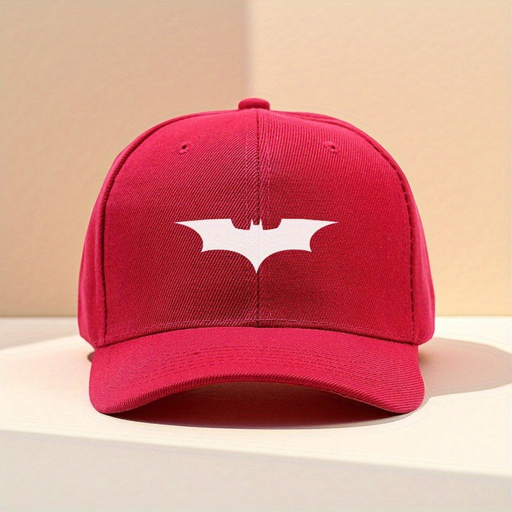 1 pieza de gorra de béisbol con diseño de murciélago WB - Gorra ajustable con cierre para hombres y mujeres, poliéster transpirable, negro con logo blanco DC, gorra de verano divertida, protección solar, ajuste perfecto, ideal para Navidad, 'S Day, Acción