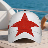 1 pieza, gorra de béisbol con estampado de icono de estrella rústica roja 2D - Estampado vibrante de cuerpo completo, gorra ligera de poliéster con cierre, perfecta para deportes, correr y moda de calle