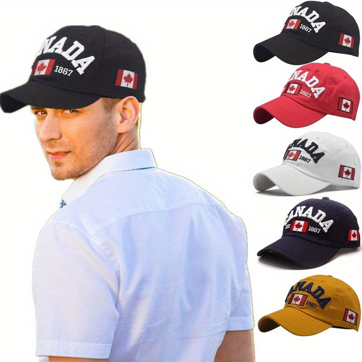 1x Gorra de Béisbol Hoja de Arce, Sombrero de Golf Ajustable con Bandera Canadiense para Hombre