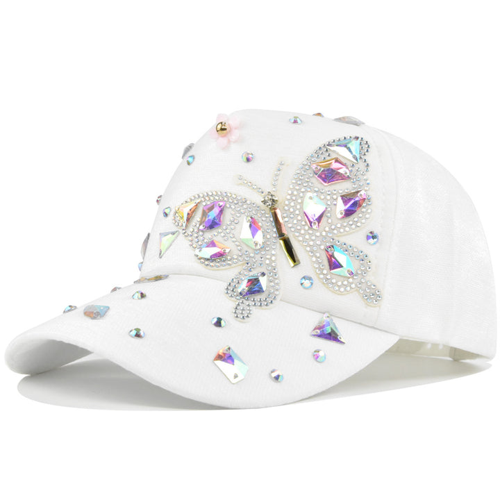 Gorra de Béisbol Azul Claro con Bordado Completo de Mariposa Brillante, Ajustable con Snapback - Lujo para Fiestas y Outfits Diarios, Sombrero de Mano para Navidad, Bodas, Eventos Especiales (Disponibilidad de Bordado)