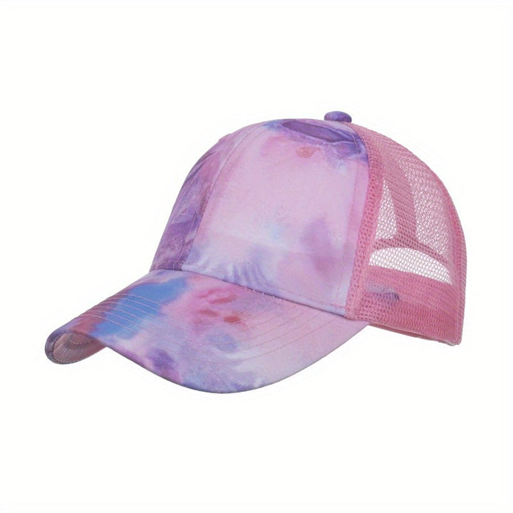 Gorra de Béisbol con Estampado Tie-Dye y Malla Bordada para Hombre y Mujer, Ideal para Primavera y Verano