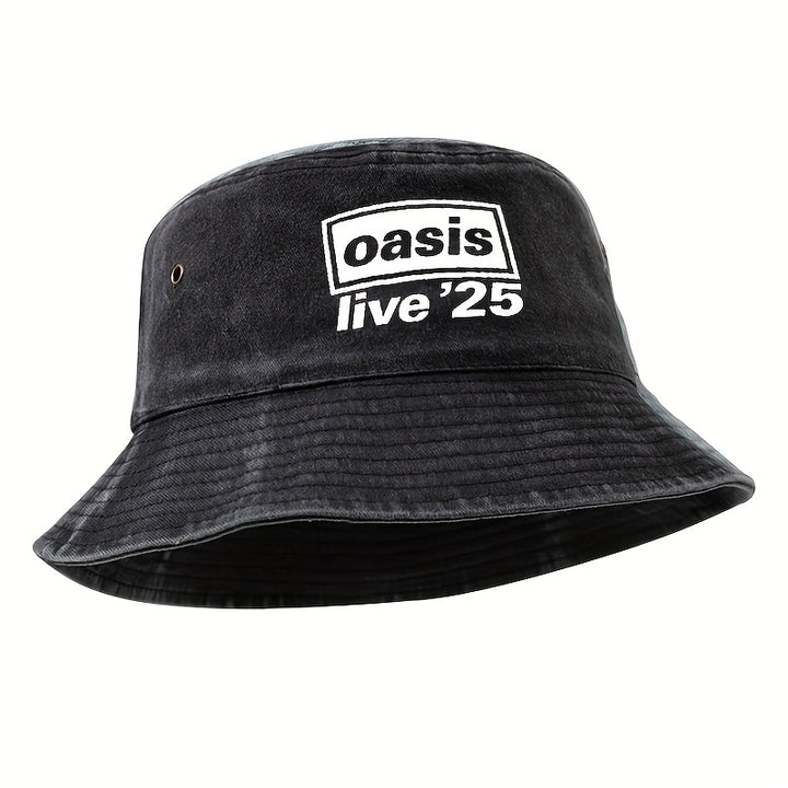 MAKEFGE Gorra Unisex Oasis Live'25 Estampada - Gorra Trucker Ligera para Hombres y Mujeres, 5 Colores (/Azul Marino/Morado Oscuro/ Marino/Beige), Cierre Ajustable con Broches, Protección Solar Transpirable para Camping, Viajes y Vacaciones, Equipo de Camp