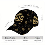 1 gorra de béisbol elegante con estampado dorado 2D para Acción de Gracias - Gorra de poliéster de cuerpo completo con diseño vibrante y llamativo, ideal para streetwear, deportes y carreras al aire libre, Moda Streetwear,Ropa Casual,Sombreros de Moda,Tel