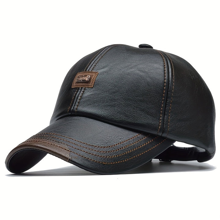 Gorra de Béisbol de Cuero Sintético para Hombre - Ajustable, Protector Solar y Ajuste Elástico para Actividades al Aire Libre