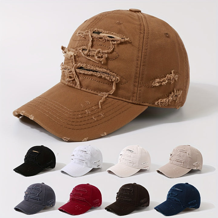 Gorra de béisbol desgastada estilo hip hop, gorra ligera ajustable para hombre, ideal para ciclismo urbano, skateboarding y actividades al aire libre, diseño en negro con costuras blancas, material de poliéster, estilo casual, sombrero urbano resistente
