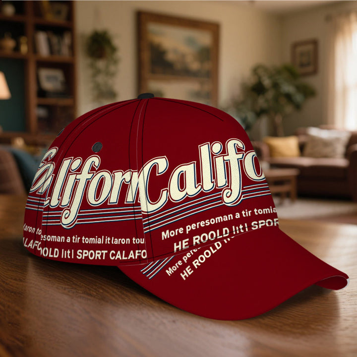 1 gorra de béisbol con estampado 2D California Sport Essence - Gorra de poliéster vibrante de cuerpo completo con cierre ajustable, ideal para deportes al aire libre, estilo urbano y running, Ropa Casual,Diseño a la Moda,Ajuste Cómodo,Tela Duradera,Aficio