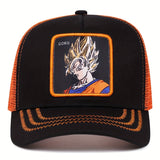 Gorra de Camionero  con Logo de Shenron y Emblema de Dragón - Verde//Amarillo, con Etiqueta de Nombre de Shenron, Cierre de Broche, Malla Ligera para Hombres y Mujeres, Fans de Manga, Eventos Temáticos