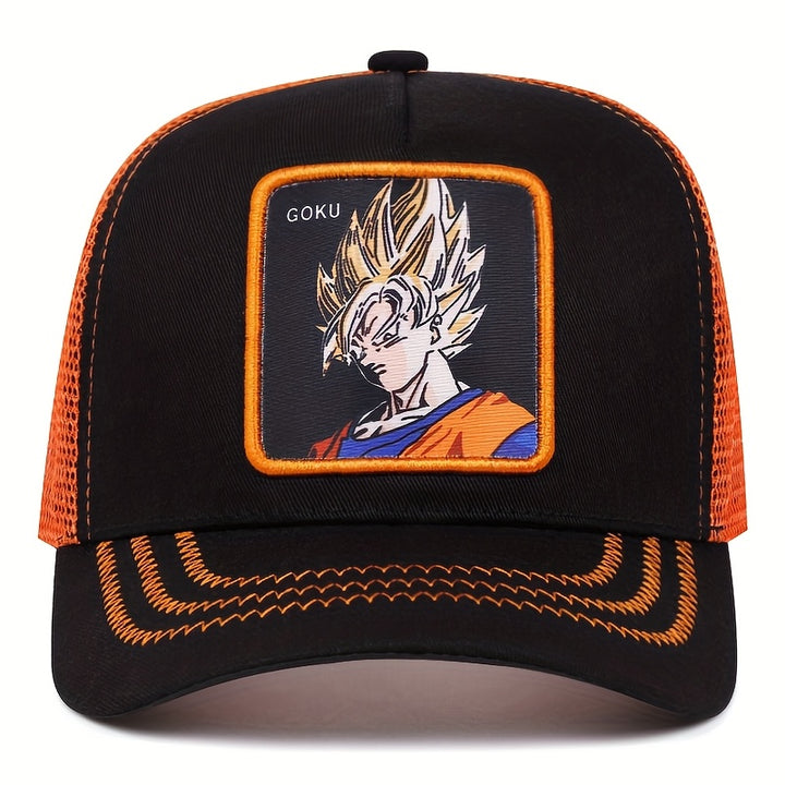Gorra de Camionero  con Logo de Shenron y Emblema de Dragón - Verde//Amarillo, con Etiqueta de Nombre de Shenron, Cierre de Broche, Malla Ligera para Hombres y Mujeres, Fans de Manga, Eventos Temáticos