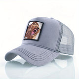 Gorra de basquetbol unisex, con diseño de oso bordado, casual, de poliéster, con parte trasera de malla respirable y cierre ajustable, ideal para verano