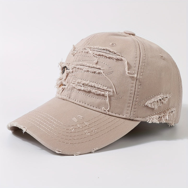 Gorra de béisbol desgastada estilo hip hop, gorra ligera ajustable para hombre, ideal para ciclismo urbano, skateboarding y actividades al aire libre, diseño en negro con costuras blancas, material de poliéster, estilo casual, sombrero urbano resistente