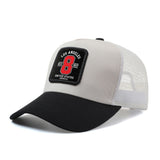 Gorra Snapback Ajustable para Hombres y Mujeres - Diseño de Logo Los Ángeles & Número 8, Parte Trasera en Malla Transpirable, 6 Paneles con Banda Absorbente – Gorra Unisex Estilo Placa Baseball Deportiva, Casual o Streetwear (Estilo Matrícula) – Regalo Id