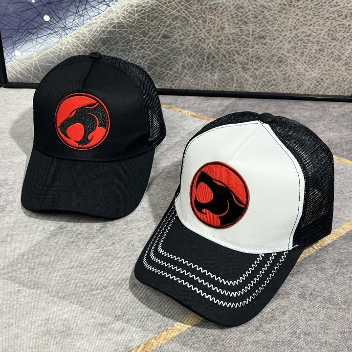 2 gorras de béisbol unisex, gorra de malla transpirable ajustable con gato relámpago bordado, tela acrílica 100% no elástica, recubierta en PVC, livianas para deportes al aire libre y uso diario, ideal para regalos de San Valentín, Carnaval y Festival de