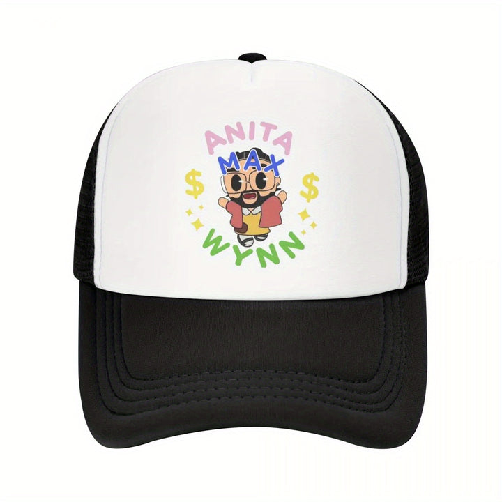 Gorra de Papá Anita Max Wynn - Snapback Ajustable, Gorra de Béisbol de Malla Transpirable con Visera Rosa y Diseño de Personaje de Dibujos Animados, Lavable a Máquina