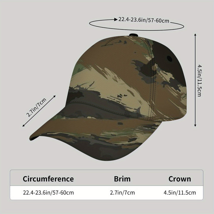 Gorra de béisbol ajustable con diseño de camuflaje - Estilo unisex de hip-hop, protección solar, poliéster, sombrero de playa al aire libre con patrón de hojas, accesorios de playa | Gorra de hip-hop | Gorra tejida, protección solar