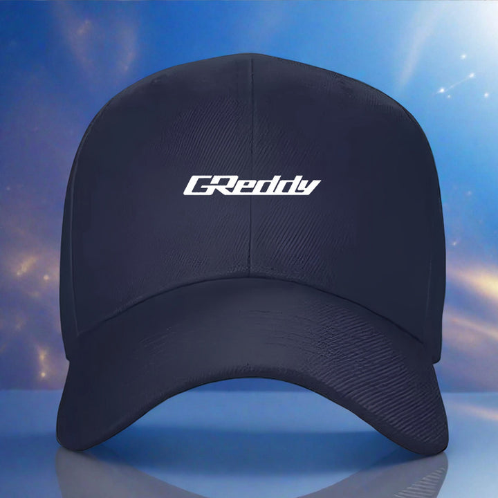 Gorra Trucker con Logo Greddy para Hombres y Mujeres - Snapback Ajustable, Visera Curva, Parte Trasera de Malla Transpirable, Gorra Unisex Casual Deportiva al aire libre con Letras Blancas del Marca, Opciones en & Gris, Cómoda Para Conducir, Atuendo casua