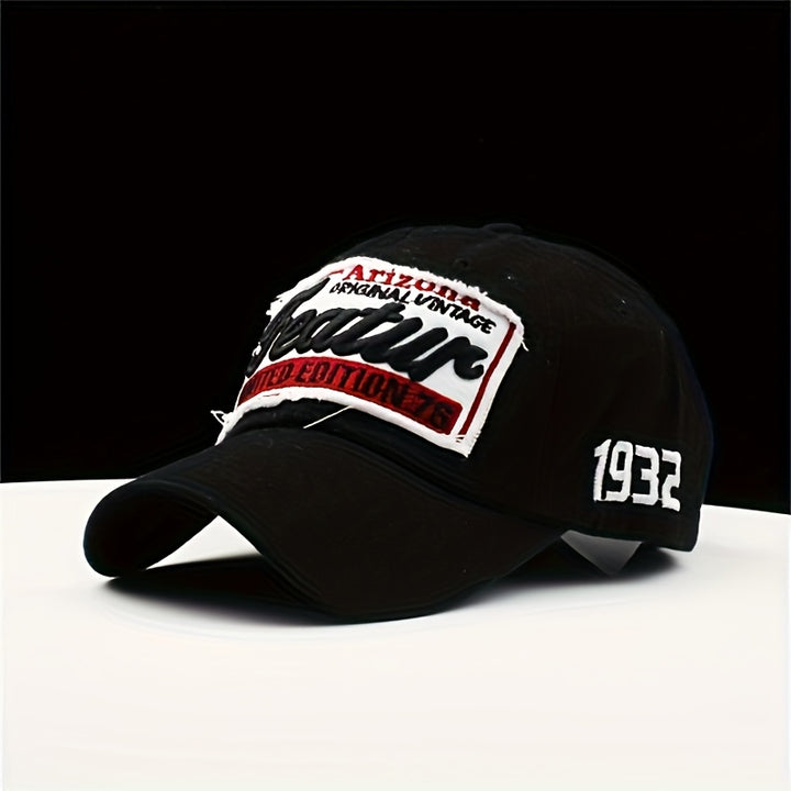 Gorra de Béisbol Ajustable con Borlas y Agujeros Aleatorios y Parche Bordado, Protección Solar, Sombrero Casual para Exteriores para Mujeres y Hombres