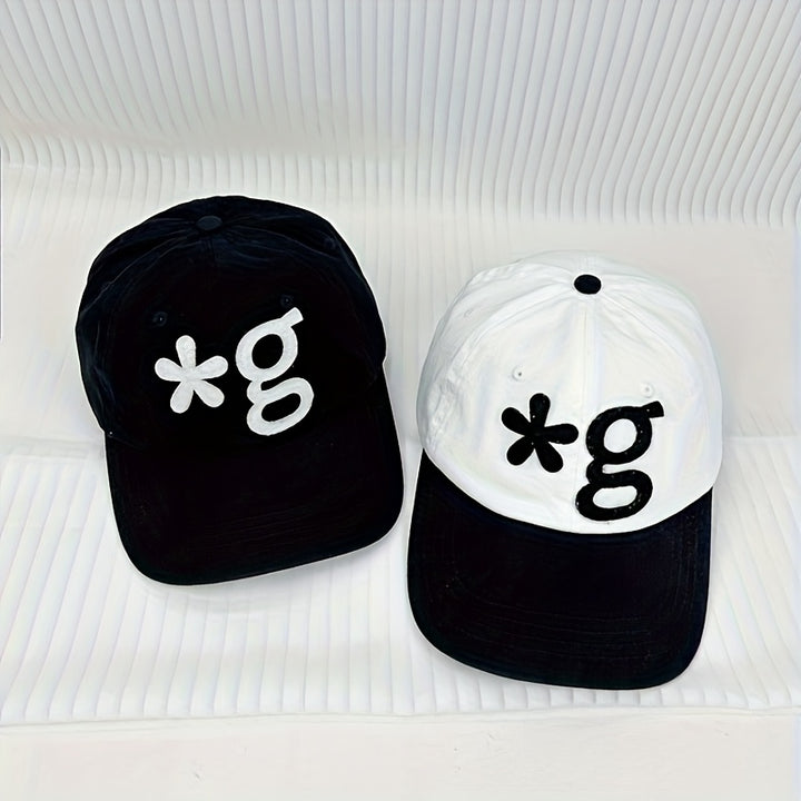 Gorra de béisbol con flor bordada, parte superior suave, diseño que adelgaza la cara para hombres y mujeres, colección de primavera y verano, negro y blanco, ajuste ajustable, gorra de béisbol