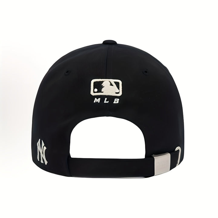 Gorra de Béisbol MLB New York Yankees para Hombres y Mujeres - Gorra Unisex Snapback Negra con Logo Blanco, 100% Poliéster, Ajuste Elástico, Lavable a Mano para San Valentín, Partidos de Fútbol y Mardi Gras