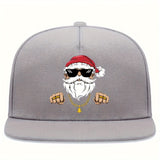 Gorra de béisbol unisex con estampado navideño de hip-hop, estilo callejero, ajustable con cierre a presión, 100% poliéster, ligera, solo lavar a mano/limpiar en seco.