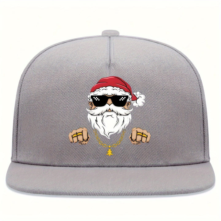 Gorra de béisbol unisex con estampado navideño de hip-hop, estilo callejero, ajustable con cierre a presión, 100% poliéster, ligera, solo lavar a mano/limpiar en seco.