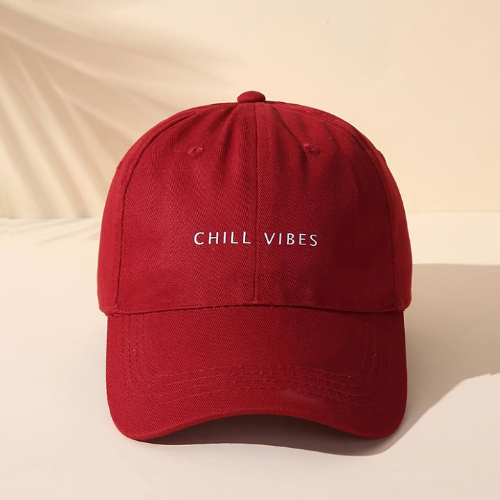 1 unidad - Gorra de Béisbol CHILL VIBES Estampada, Unisex Ajustable y Transpirable para Mujeres y Hombres, Sombrero de Golf con Visera Curva Moda Verano Y2K para Parejas
