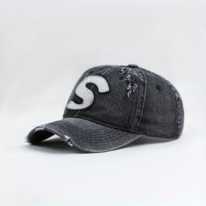 Gorra de Béisbol de Denim con Parches Negra