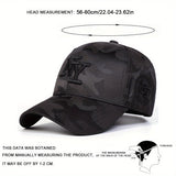 1 Gorra de béisbol de camuflaje con letra NY para hombre, ajustable, protección solar, sombrero casual para primavera y otoño, viajes y vacaciones en la playa.