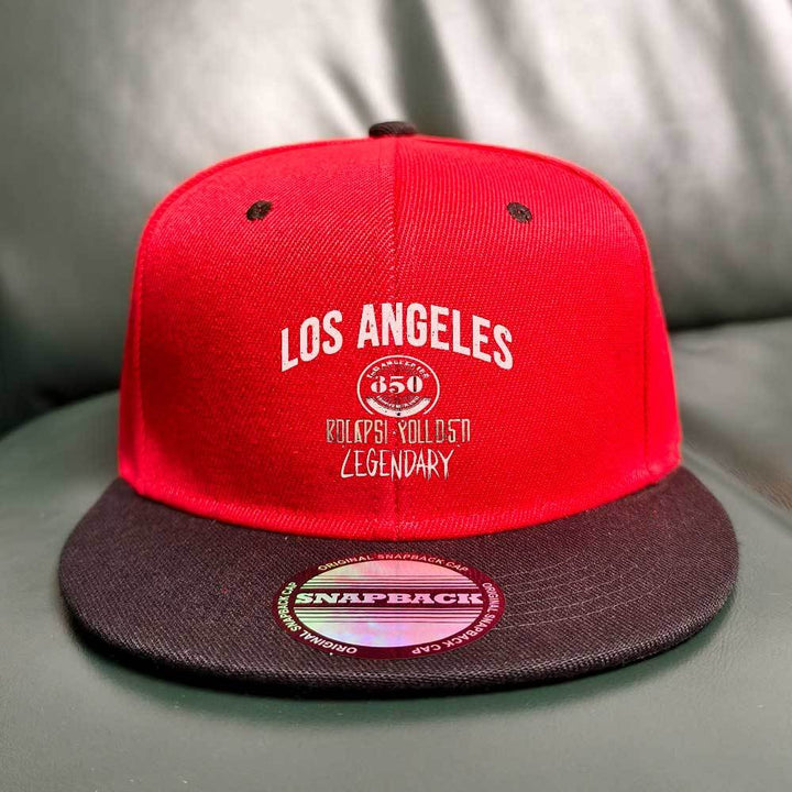Gorra Snapback Estilo Urbano - Diseño Digital Los Ángeles 1850, Ajustable en Dos Tonos Morado y , 100% Poliéster para Moda Casual y Streetwear