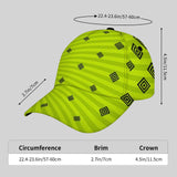 Gorra Snapback Ajustable Ligera con UPF - Verde Limón y Rayas Neon Amarillo para Hombres & Mujeres, Protección al Sol en Exteriores, Playa, Pesca o Casualidad – Gorra Unisex Transpirable de Secado Rápido
