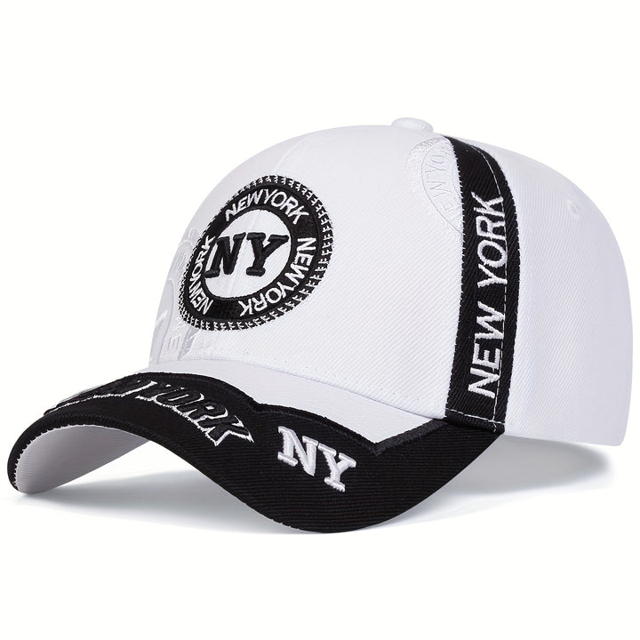 Gorra de Béisbol Ajustable para Hombre con Costura de Letras NY, Protección Solar, Ideal para Primavera y Otoño, Viajes y Fiestas en la Playa