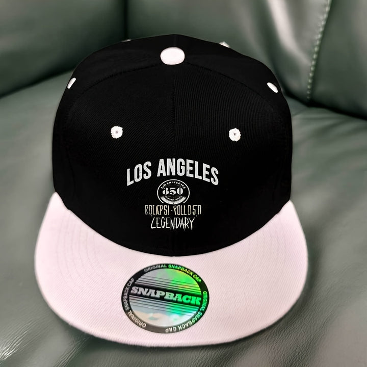 Gorra Snapback Estilo Urbano - Diseño Digital Los Ángeles 1850, Ajustable en Dos Tonos Morado y , 100% Poliéster para Moda Casual y Streetwear