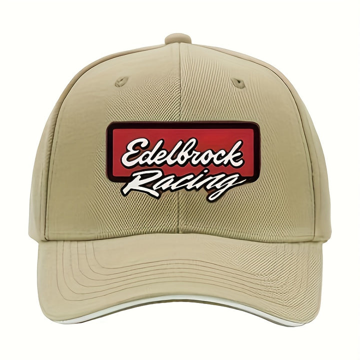 1pc Gorra Unisex Ajustable Transpirable para Camioneros - Visera Negra con Estampado Edelbrock Racing, Ligera para Senderismo, Ciclismo y Actividades al Aire Libre, Lavable a Máquina, Opción de Caja Regalo