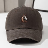 Gorra de béisbol retro lavada ligera para jóvenes con logotipo de cabeza de caballo - Ajuste elástico, cierre de clic, lavable en máquina, gorra casual para todas las estaciones y Ramadán para niños y niñas, accesorio versátil para jóvenes, juguetón, ropa