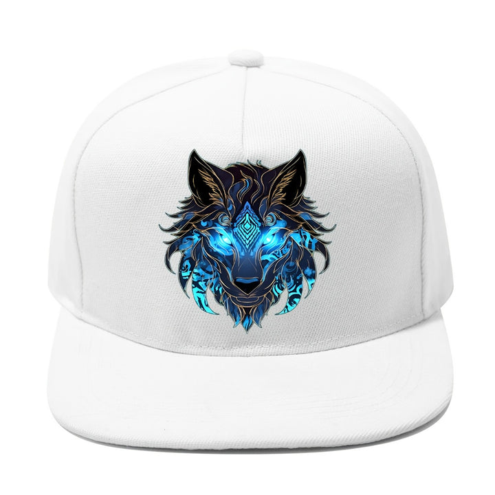 1 Gorra Hip-Hop con Estampado de Lobo Tribal, Moda Urbana Y2K para Deportes al Aire Libre, Gorra de Béisbol con Visera Plana Ajustable Unisex, Gorra de Visera Plana, Ropa Casual, Streetwear Urbano, Gorra Streetwear, Sombrero de Moda, Tejido Duradero, Gorr