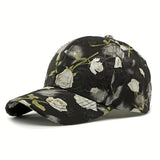 Nueva gorra de béisbol con estampado floral elegante, parte superior dura, para mujer, para uso casual al aire libre en primavera/verano/otoño, gorra versátil con forma de pico de pato, de moda.