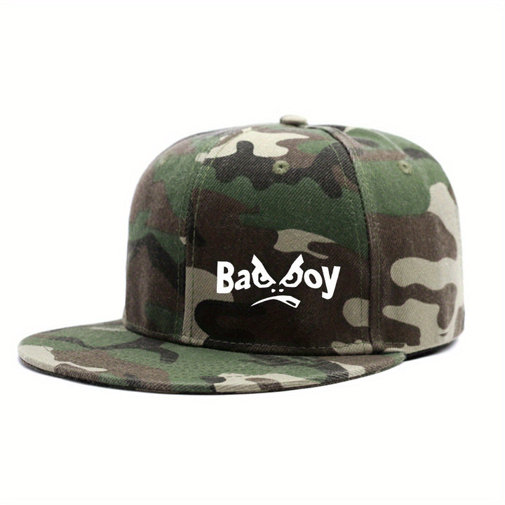 Gorra de béisbol con diseño gráfico malo - Gorra negra con diseño de personaje de dibujos animados blanco, ropa urbana unisex para hombres y mujeres, lavable a mano, ropa de cabeza para exteriores, letra oscura, gorro duradero.