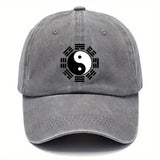 1 pieza Gorra Retro de Artes Marciales Chinas para Hombre - Sombrero con Símbolo Bagua Tai Chi (Diseño Inspirado en Yin-Yang) - Ligera y Adecuada al Exterior, Ideal Para Hiking, Ciclismo o Uso Diario - Regalo Perfecto para Padres e Practicantes de Artas M