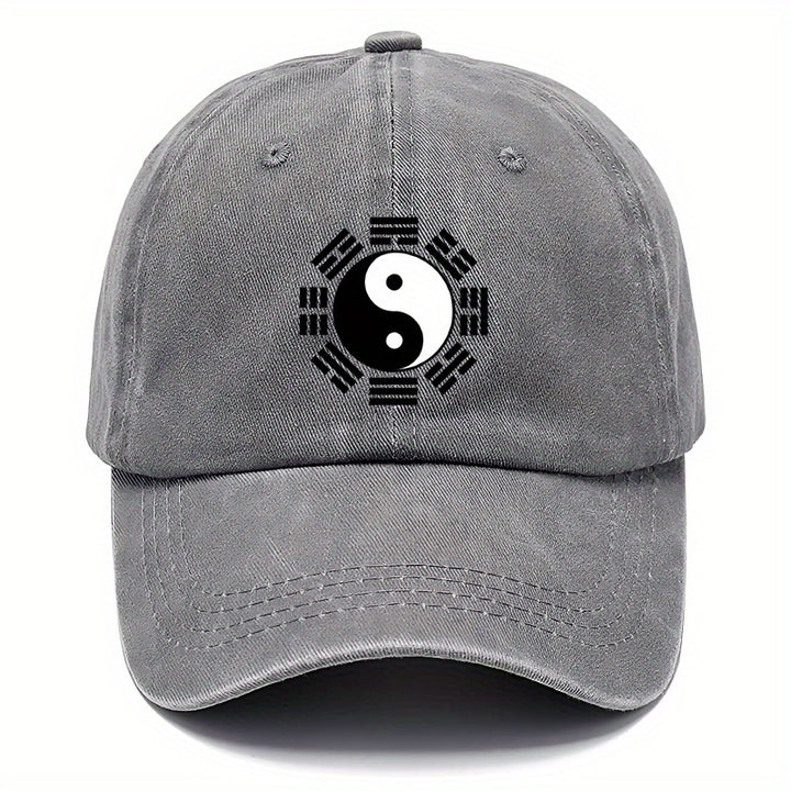 1 pieza Gorra Retro de Artes Marciales Chinas para Hombre - Sombrero con Símbolo Bagua Tai Chi (Diseño Inspirado en Yin-Yang) - Ligera y Adecuada al Exterior, Ideal Para Hiking, Ciclismo o Uso Diario - Regalo Perfecto para Padres e Practicantes de Artas M