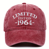 Gorra de Béisbol Bordada Edición Limitada 1964, Visera Curva Ajustable, Ideal para Uso Casual y Ocasiones Especiales como el Día de la Madre/Día del Padre, Apta para Hombres y Mujeres