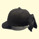 Gorra de Béisbol Ajustable Negra con Gran Lazo - Sombrero de Ala Ancha para el Sol, Ribete Blanco y Visera Curva para Exteriores, Casual, Viajes - Gorra Clásica de Papá (Duradera, Talla Única)