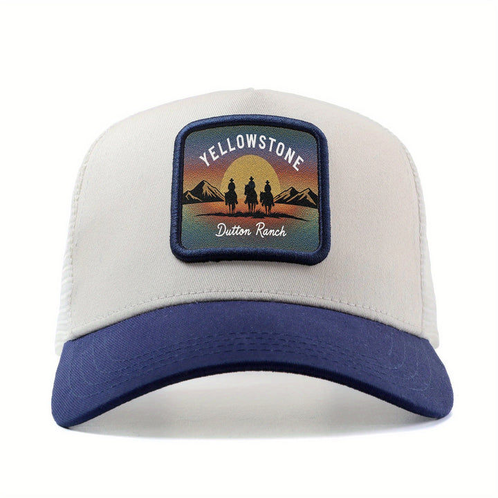 Gorra Unisex de Béisbol con Ajuste Snapback - Gorra Trucker Ligera y Transpirable, Diseño Vaquero del Oeste al Atardecer en Yellowstone, para Hombres y Mujeres, Pesca, Deportes, Casual - Regalo Perfecto para Papá, Mamá, Él, Ella, Accesorio de Verano, Lava