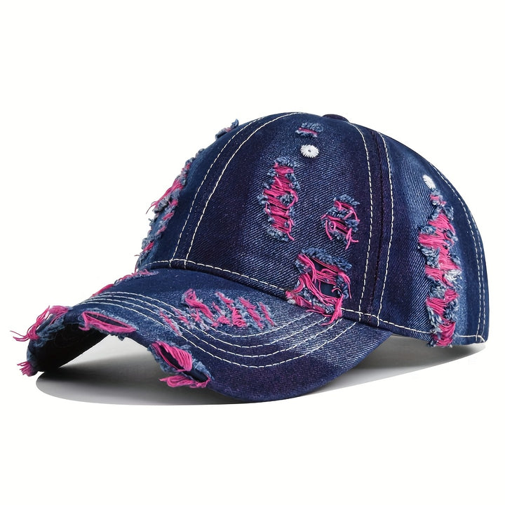 Gorra De Béisbol Creativa Personalizada De Mezclilla Desgastada Retro Desgarrada, De Moda, Para Mujeres Y Hombres