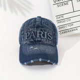 Gorra de basquetbol estilo cowboy, con agujeros, tamaño ajustable, denim lavable, ideal para parejas, diseñada para hacer que la cara parezca más pequeña con estilo duckbill