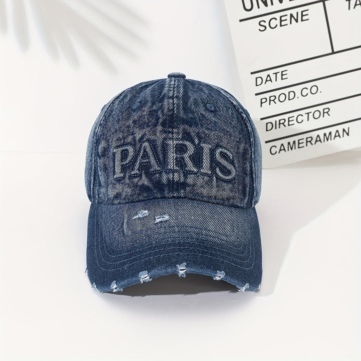 Gorra de basquetbol estilo cowboy, con agujeros, tamaño ajustable, denim lavable, ideal para parejas, diseñada para hacer que la cara parezca más pequeña con estilo duckbill