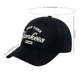 Gorra de Béisbol MLB New York Yankees para Hombres y Mujeres - Gorra Unisex Snapback Negra con Logo Blanco, 100% Poliéster, Ajuste Elástico, Lavable a Mano para San Valentín, Partidos de Fútbol y Mardi Gras