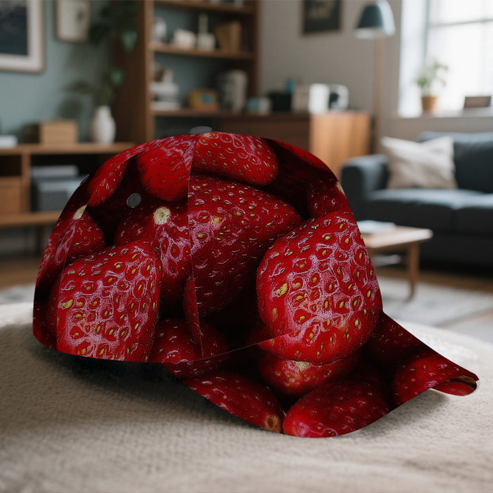 1 gorra de béisbol con estampado 2D de Fresa Salvaje - Gorra Snapback ligera de poliéster con diseño de cuerpo completo, ideal para deportes, running y moda casual urbana, Actividades al Aire Libre,Accesorio de Festival,Diseño a la Moda,Estilo Juguetón,Te