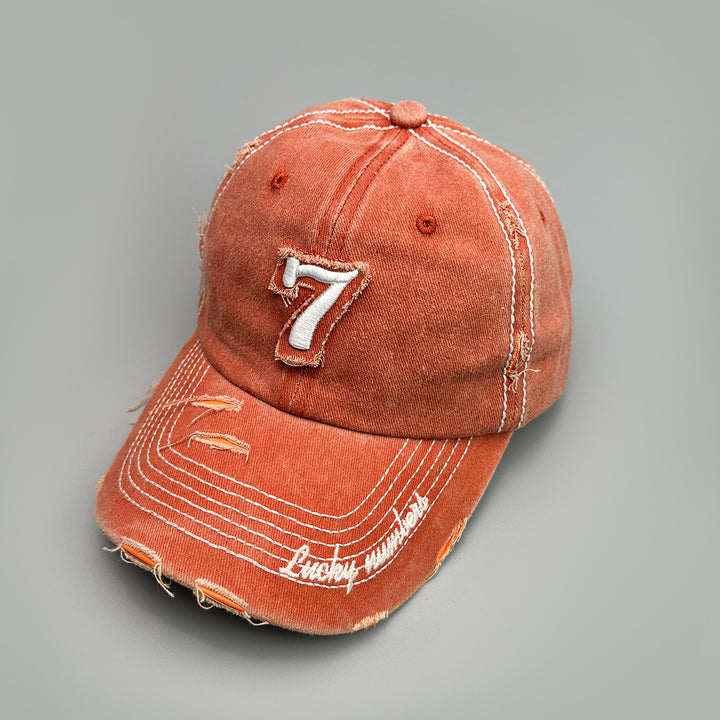 Gorra de béisbol retro para mujer con diseño 3D de la suerte con el número '7' - Snapback ajustable, proceso perforado lavable a la mano, opciones multicolores (, Azul Marino, Borgoña, ) - Estilo casual de calle y conjuntos navideños, ajuste duradero sin